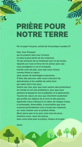 Prière pour notre terre Signet